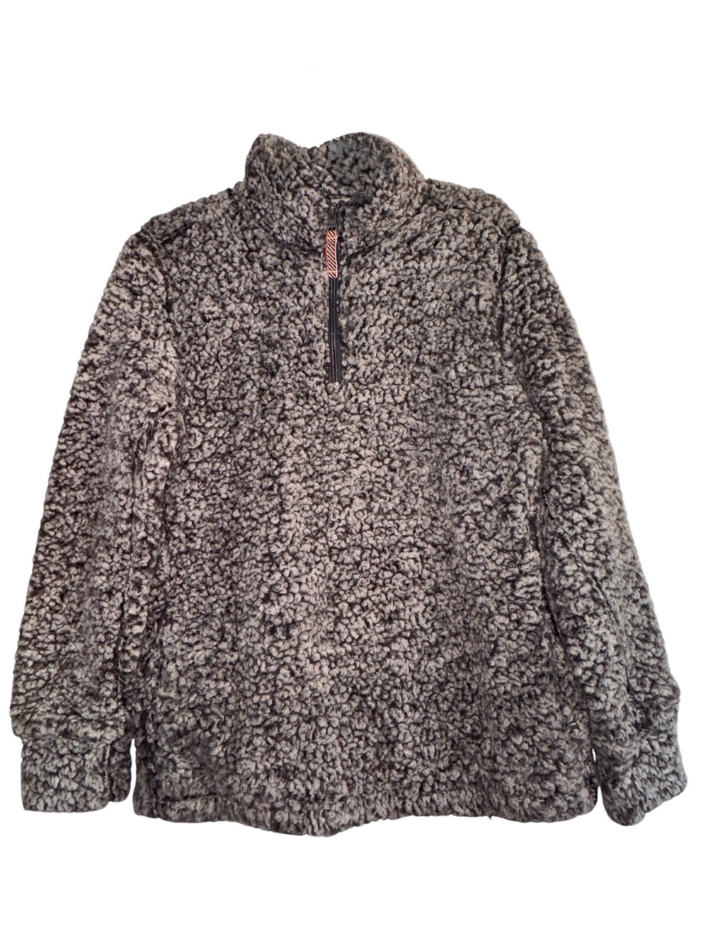 Cozy Gray Sherpa Quarter-Zip Pullover Hoodie for Women